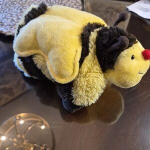 Cute Plush PillowPets Bumblebee Toy - Yellow & Black with Red Nose